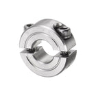 Double Split Clamp-On Shaft Collar for 3/8" Shaft, Two-Piece Clamping Collar, 7/8" OD, 11/32" Width, 304 Stainless Steel Axle Collar Clamp, Set Screw Style