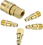 High-Flow Plug Assortment, Brass Quick Coupler Plug Air Hose Fitting Quick-Connect Fitting, 1/4" NPT 5pcs