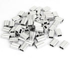 5mm 3/16" Aluminum Double Hole Wire Rope Clamp Clip Sleeve 100 Pcs