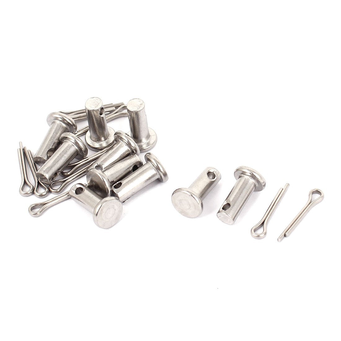 304 Stainless Steel Round Clevis Pins Fastener M5 x12mm 10Sets