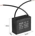 Ceiling Fan Capacitor CBB61 2uF 450V AC 2 Wires Metalized Polypropylene Film Capacitors 36.5x16x29.5mm for Water Pump Motor Generator, Pack of 10
