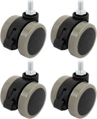2-inch Twin PU Wheel M8 Threaded Stem Connector Brake Swivel Caster 4pcs