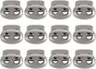 LinkMejor 12 Pcs Plastic Cord Locks Spring Stopper Double Hole Toggle Fastener Stopper Rope End for Drawstrings Clothing Shoelaces Bags