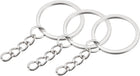 Split Keychain Rings, 1.7x25mm Round Flat Key Holder with Chain for Home Car Keys Organization, Nickel Plated, Silver Tone 12Pcs