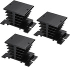 Aluminum Heat Sink 10A-40A Black SSR Dissipation Relay Heat Sink for Single Phase Solid State Relay, 3 Pcs