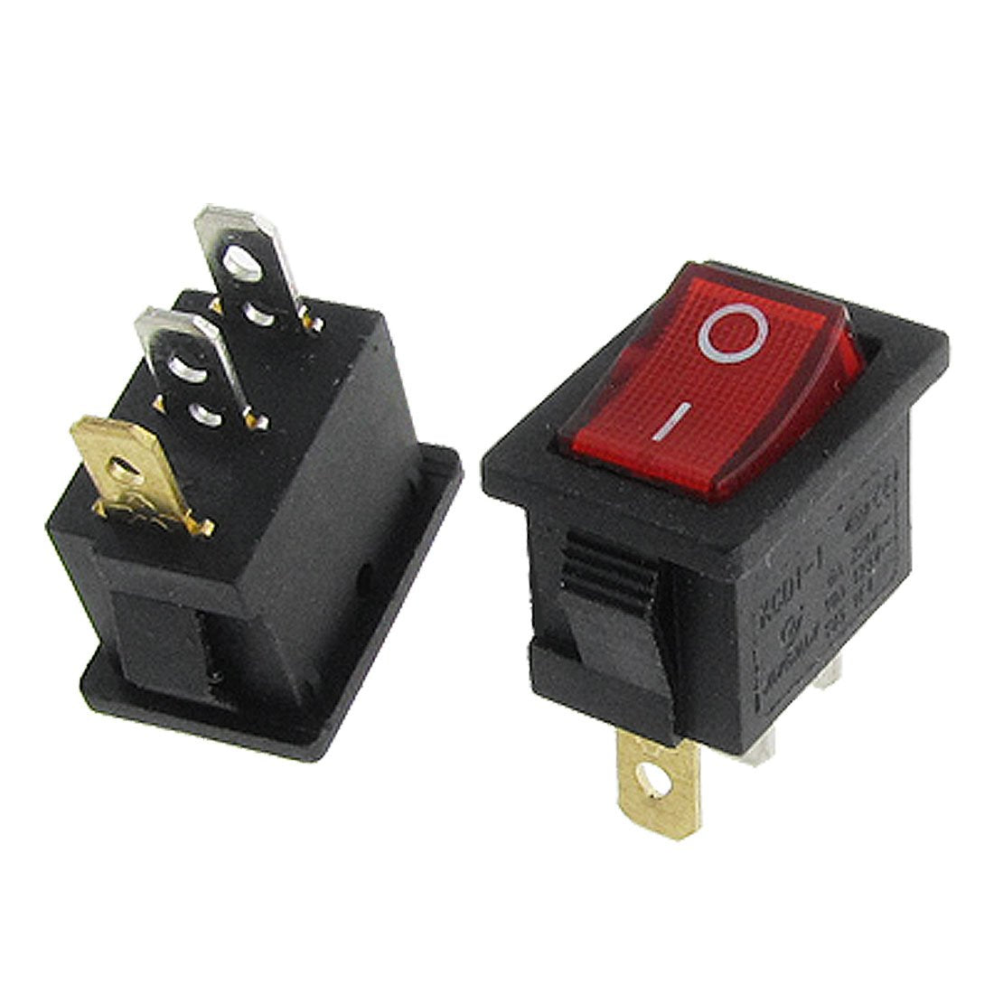 a11122900ux0043 AC 6 Amp/250V 10 Amp/125V Light ON/Off I/O SPST Snap in Rocker Switch 3P, 10 Piece, Red