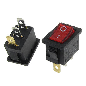 a11122900ux0043 AC 6 Amp/250V 10 Amp/125V Light ON/Off I/O SPST Snap in Rocker Switch 3P, 10 Piece, Red