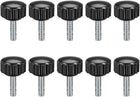 M4 x 16mm Metric Male Thread Knurled Clamping Knobs Grip Thumb Screw on Type Hand Clamping Handle Bolt with Plastic Knobs Black 10 Pcs