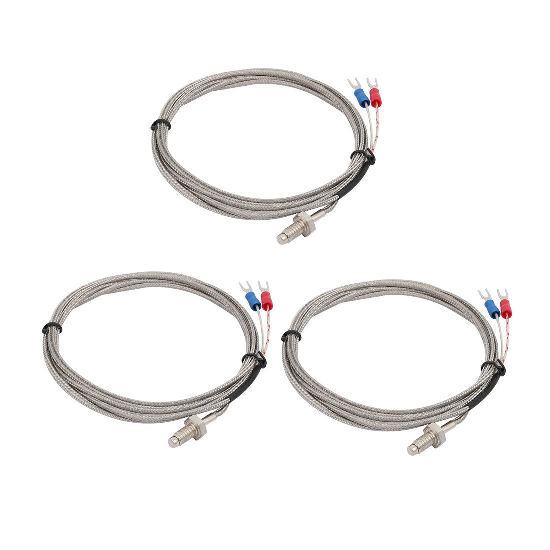 3 Pcs 1/4 inches Dia Mounting Thread K Type Temperature Sensor Thermocouple Probe 2 Meters Long