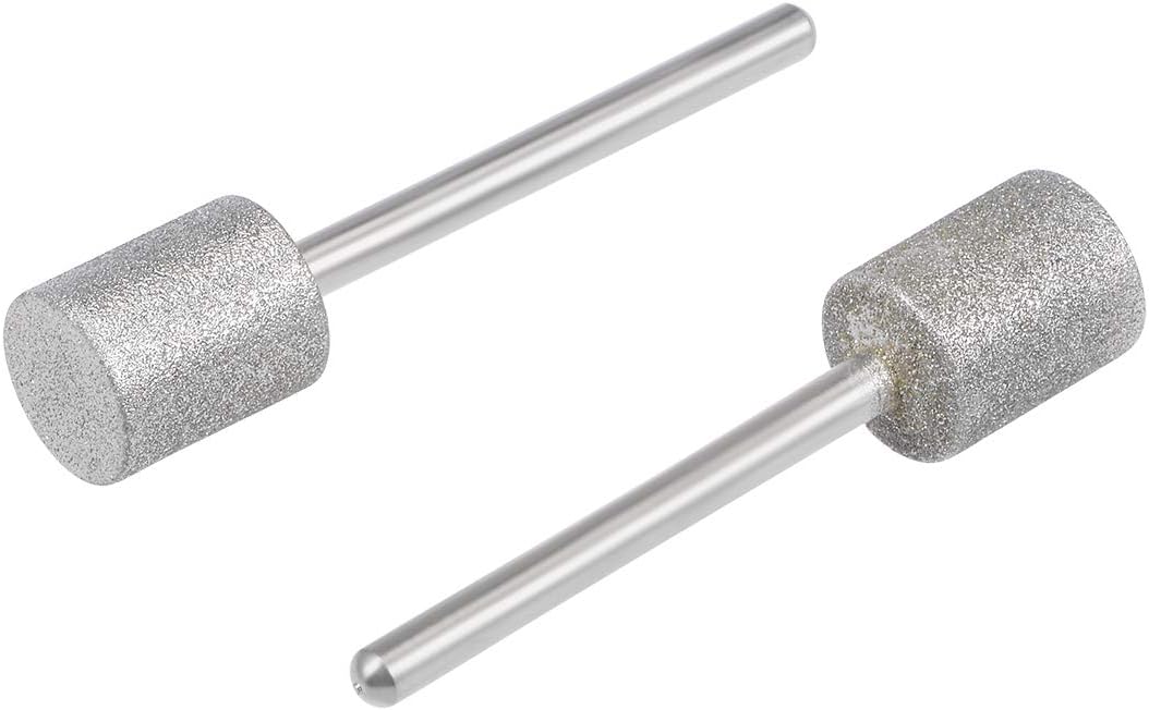 Diamond Mounted Points 10mm Cylinder Head 1/8 Inch Shank Grinding Rotary Tools Pack of 2