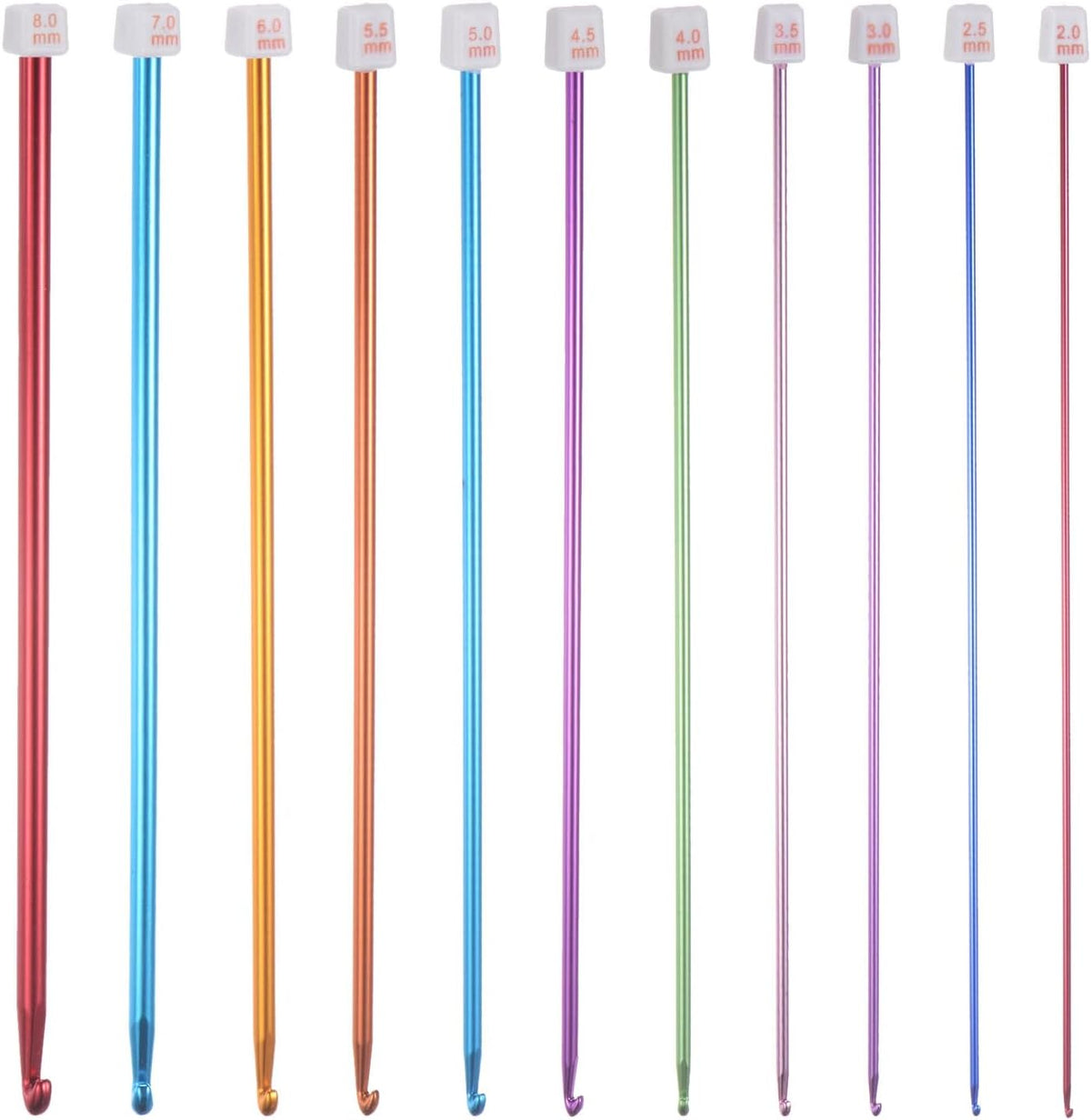 Crochet Hooks Set 2.0mm - 8.0mm Aluminum Knitting Needles Comfortable Smooth Crochet Needles for DIY Craft Yarn, Multicolored