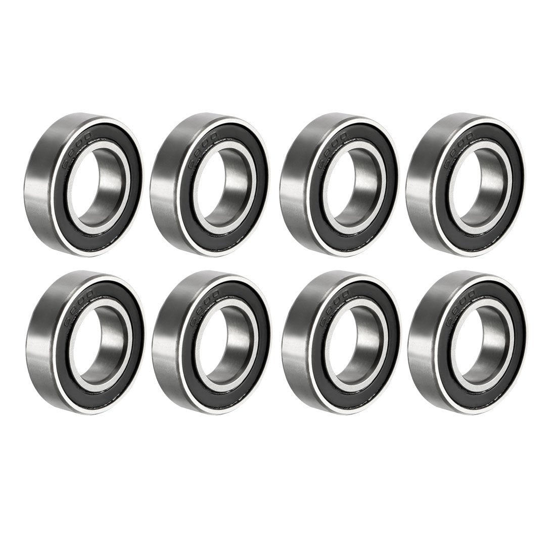 6800-2RS Deep Groove Ball Bearing Double Sealed 1180800, 10mm x 19mm x 5mm Carbon Steel Bearings (Pack of 8)