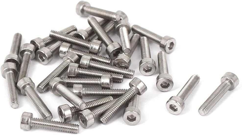 M2.5x12mm 316 Stainless Steel Metric Hex Socket Head Cap Bolts DIN912 30 Pcs