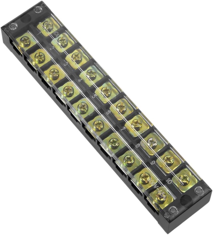 Dual Rows 10 Positions 600V 45A Cable Barrier Block Terminal Strip TB-4510L