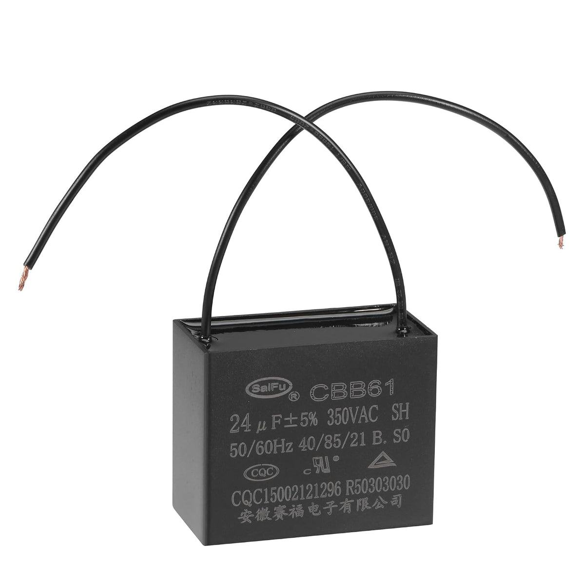 Ceiling Fan Capacitor CBB61 24uF 350V AC 2 Wires Metallized Polypropylene Film Capacitor 58x48x30mm for Electric Fan Pump Motor Generator