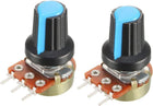 2Pcs 5K Ohm Variable Resistors Single Turn Rotary Carbon Film Taper Potentiometer with Knobs
