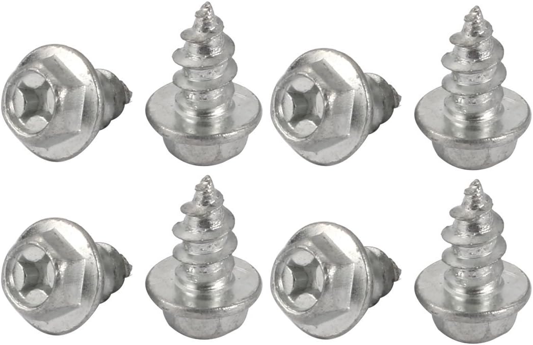 8Pcs M8x16mm Zinc Plated Phillips Drive Flange Hex Head Self-Tapping Screw