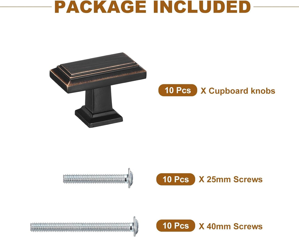 10 Pack de Poignées de Meuble 1.4 Pouces (36mm) Poignées de Meuble à Trou Unique Rectangulaires pour Dresser de Salle de Bain Armoire Équipement Noir