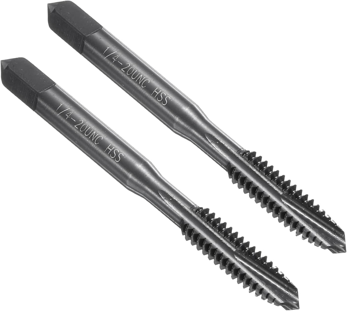 Spiral Point Thread Tap 1/4-20 UNC 2B, Nitride Coated Machine Screw Tap Tapping Bit Threading Repair Tool, M2 High-Speed Steel (HSS), 2pcs