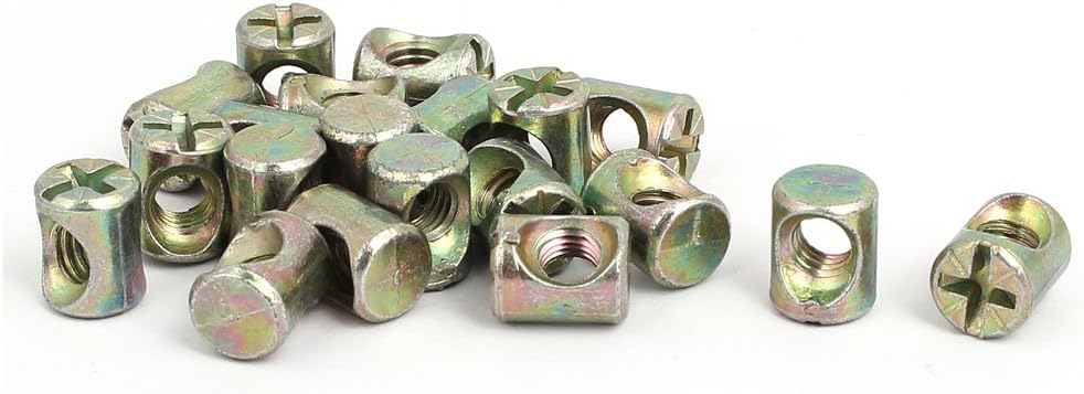 M6 X 12mm Cross Dowel Slotted Barrel Nuts 20PCS for Furniture Chair
