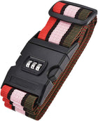 Luggage Strap Suitcase Belt with Buckle, Combination Lock, 2Mx5cm Adjustable PP Travel Bag Packing Accessory, Multi Color (Red Pink Dark Green)