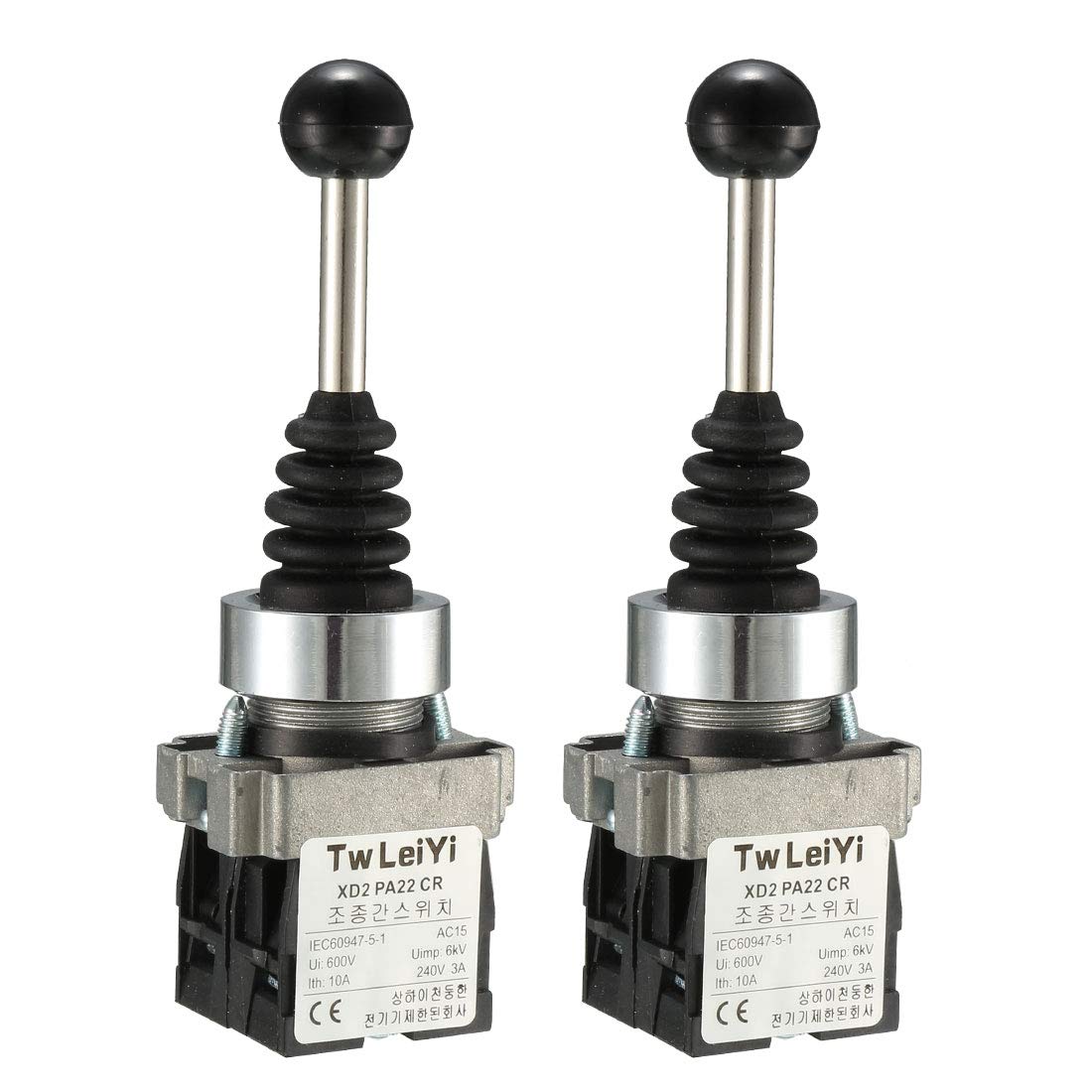 2PCS DPST 2NO Straight 2 Directions Momentary Switch AC 600V