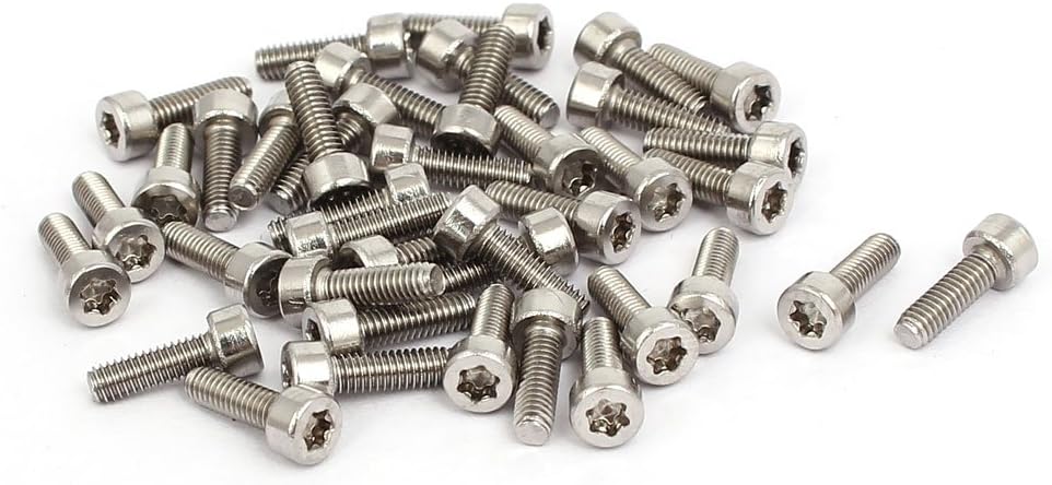 M2.5x8mm Thread 304 Stainless Steel Torx Socket Cap Screw T8 Torx Drive 40pcs