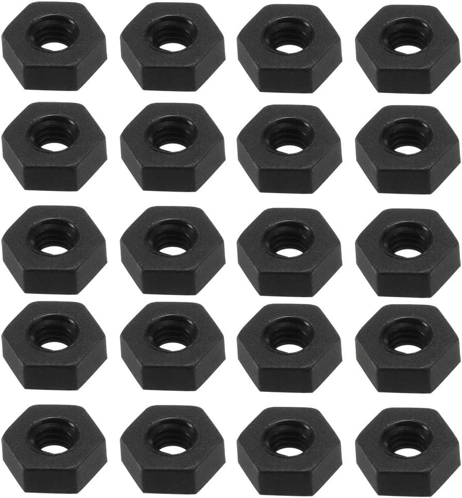 Nylon Hex Nut, M2.5x0.45mm Metric Coarse Thread Hexagon Nuts, 20 Pcs (Black)