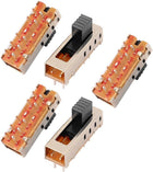 5Pcs 4 Position 10P 2P4T Panel Mount Micro Slide Switch Latching Power Switch
