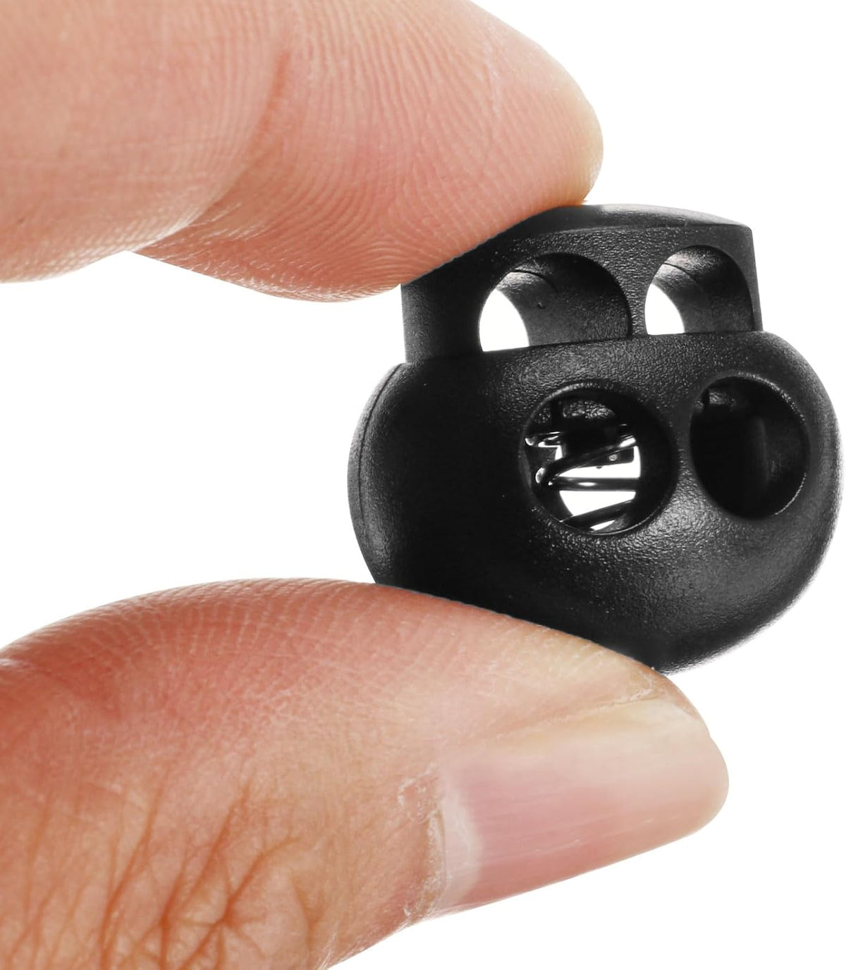 Spring Cord Lock Toggle Stopper, 12Pcs Plastic Lock Fastener Slider Clip Double Hole for Drawstring Paracord Cord Stop Elastic Craft Backpack, Black