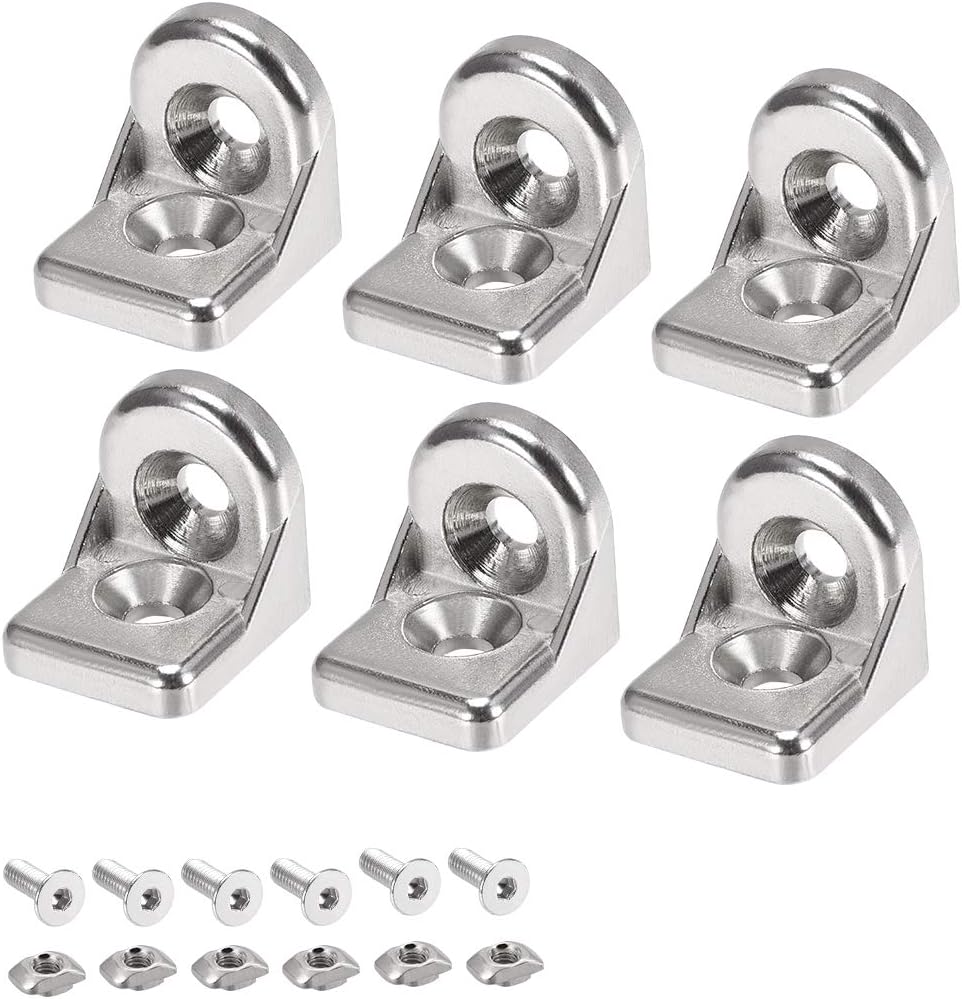 Angle Arbitrary Bracket Set, Corner L Connector for 2020 Series Aluminum Extrusion Profile, 6 Pcs