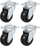 Swivel Caster Wheels 1.5" Rubber with 360 Degree Top Plate 44LBS Capacity for Furniture Carts Workbench, Black, Pack of 4