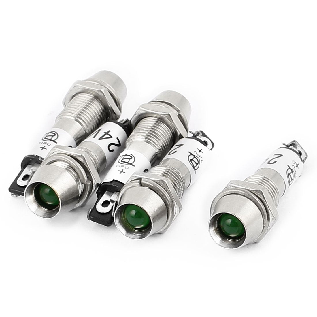 5Pcs AC/DC 24V Green LED Metal Indicator Pilot Dash Light Signal Lamp