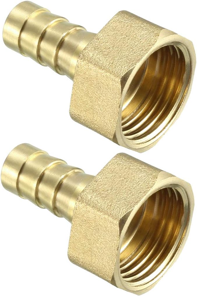 Brass Barb Hose Fitting Connector Adapter 10mm Barbed x 1/2 PT Female Pipe 2pcs