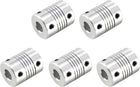 6.35mm to 8mm Aluminum Alloy Shaft Coupling Flexible Coupler Motor Connector Joint L25xD19 Silver,5pcs