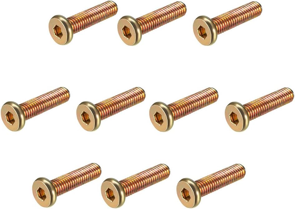 M6x25mm Furniture Screw Hex Socket Machine Screws Zinc Plated Fasteners Bolts Full Thread Carbon Steel 10Pcs