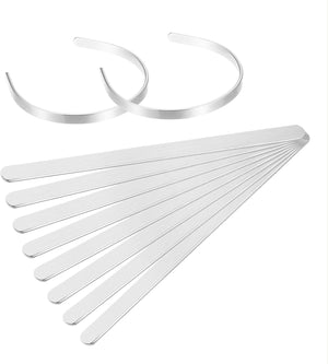 Bracelet Blanks 3/8 x 6", 10Pcs Bangle Blanks Cuff Bracelet Blanks Alloy Steel for Metal Stamping & Engraving, Silver