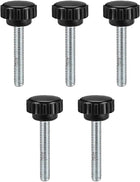 M6 x 40mm Metric Male Thread Knurled Clamping Knobs Grip Thumb Screw on Type Hand Clamping Handle Bolt with Plastic Knobs Black 5 Pcs