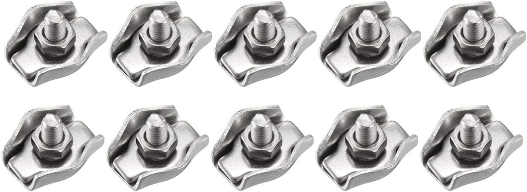 10Pcs 304 Stainless Steel Single Wire Rope Clip Cable Clamp Suit for 1.5-2mm Rope