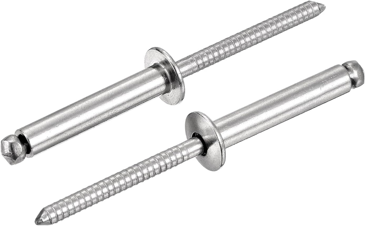 150Pcs 3/16"x1" 304 Stainless Steel Dome-Head Blind Rivets, Open-End Type Blind Rivets for DIY, Sheet Metal, Automotive Repairs, Furniture, Boat, and Duct Work (Silver)