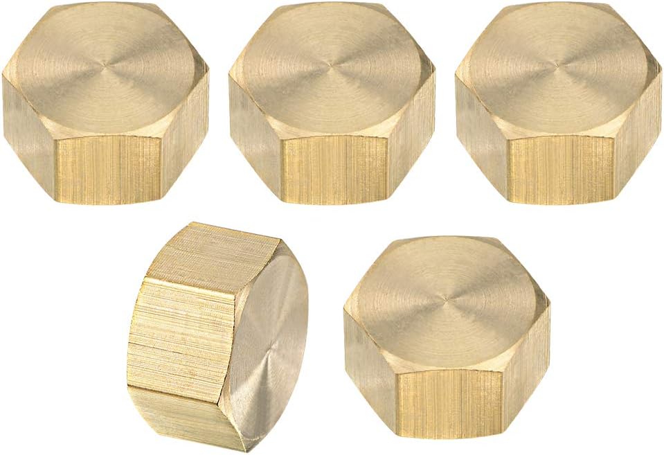 Brass Cap 5pcs G3/8 Female Pipe Fitting Hex Compression Stop Valve Connector