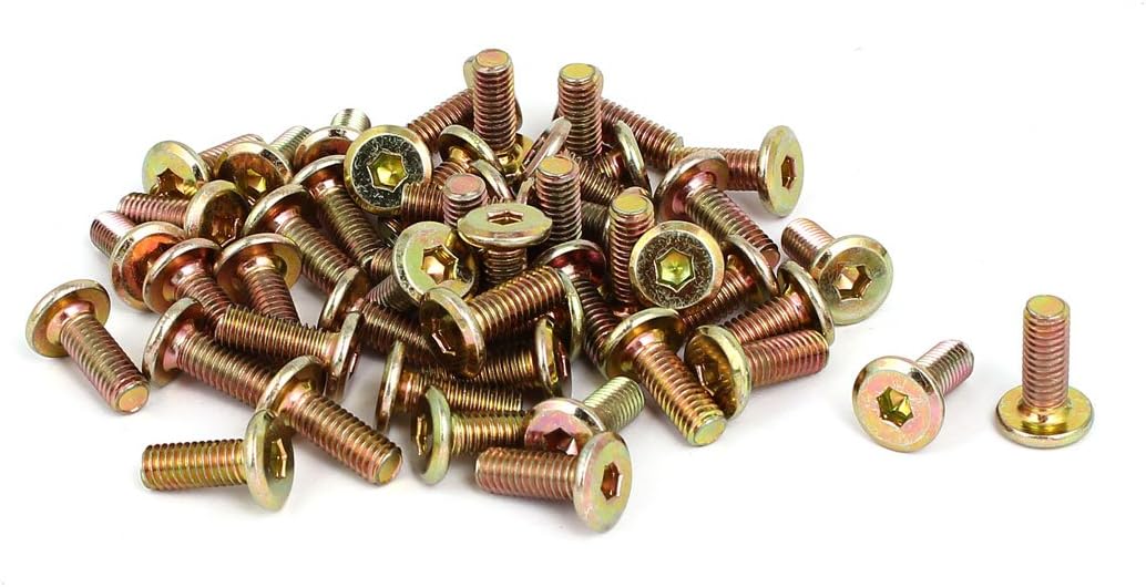 M6x15mm Flat Hex Socket Head Hexagon Furniture Bolts Connector Fastener 50pcs