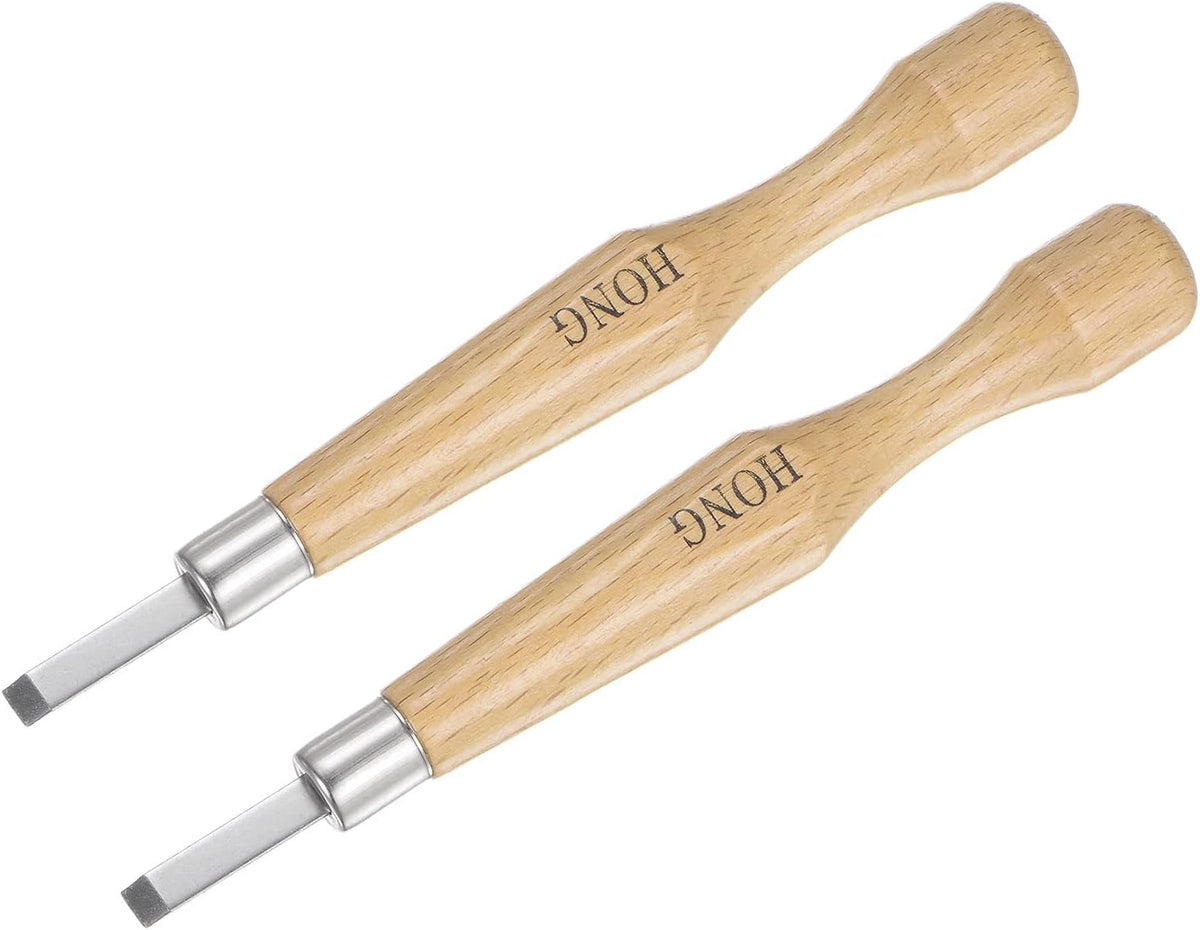 Wood Carving Knife Tools Chisels, 5.2mm 50# Carbon Steel Medium Flat Sculpting Graver for DIY Craft Sculpture Carpenter Beginners Experts, 2pcs