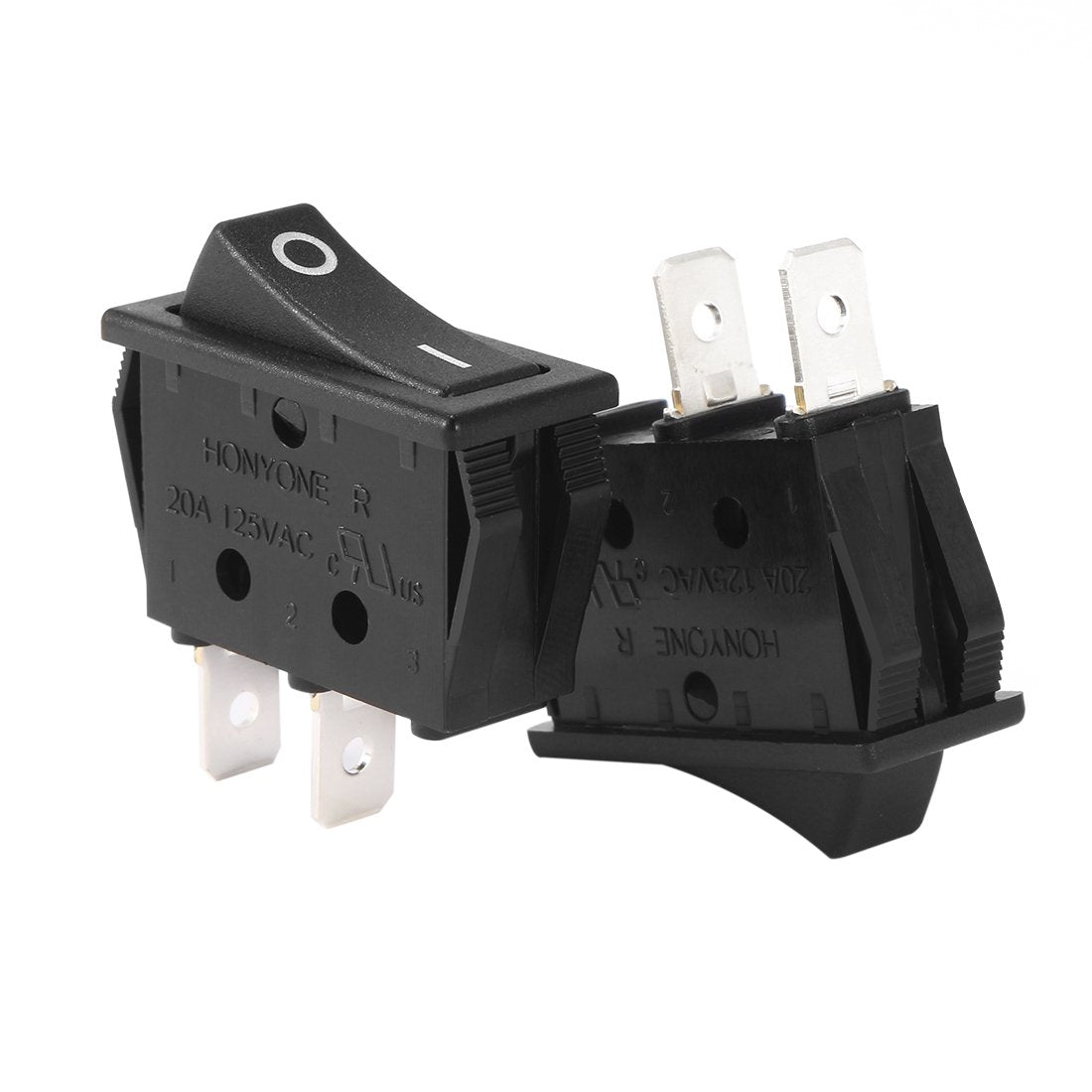 SPST On-Off 2 Terminal 2 Position Boat Rocker Switch Black AC 20A/125V 22A/250V