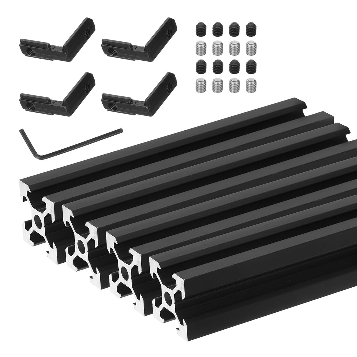 4 Pcs V Slot 2020 Aluminum Extrusion Profile European Standard 100mm x 20mm Anodized Black Linear Rail Extrusion Frame for 3D Printer, CNC, DIY