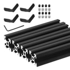 4 Pcs V Slot 2020 Aluminum Extrusion Profile European Standard 100mm x 20mm Anodized Black Linear Rail Extrusion Frame for 3D Printer, CNC, DIY