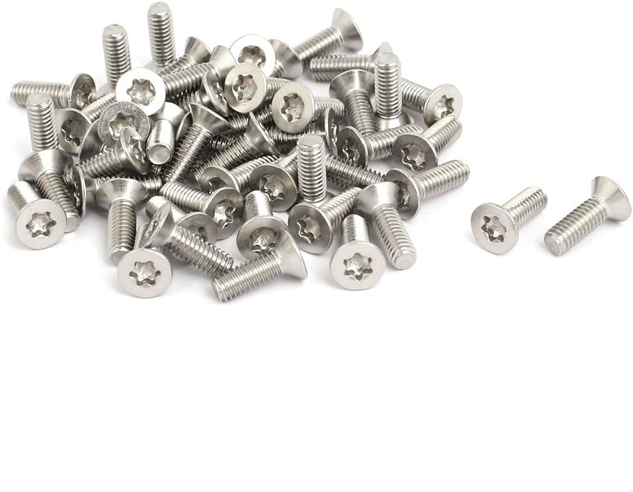 M4x12mm 304 Stainless Steel Flat Head Torx Drive Type Screw Silver Tone 50pcs
