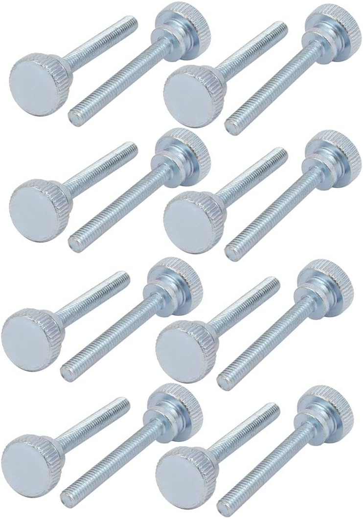 M4x30mm Carbon Steel Flat Knurled Head Fully Threaded Thumb Screw Bolt 16pcs