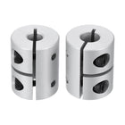 2pcs Shaft Coupling 6.35mm to 8mm Aluminium Single Split Clamping Coupling, Rigid Stepper Motor Wheel Coupler Joint Connector for DIY Model, 3D Printers