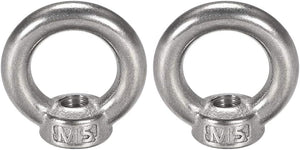 Lifting Eye Nut M5 Female Thread 304 Stainless Steel Round Shape for Rope Fitting Pack of 2